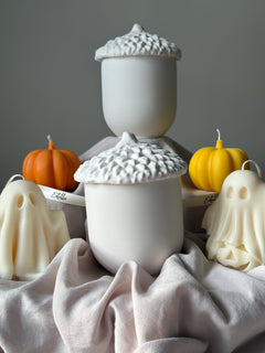 Acorn Jar Soy Wax Candle: Handmade Jesmonite Vessel, Autumn Scent-2
