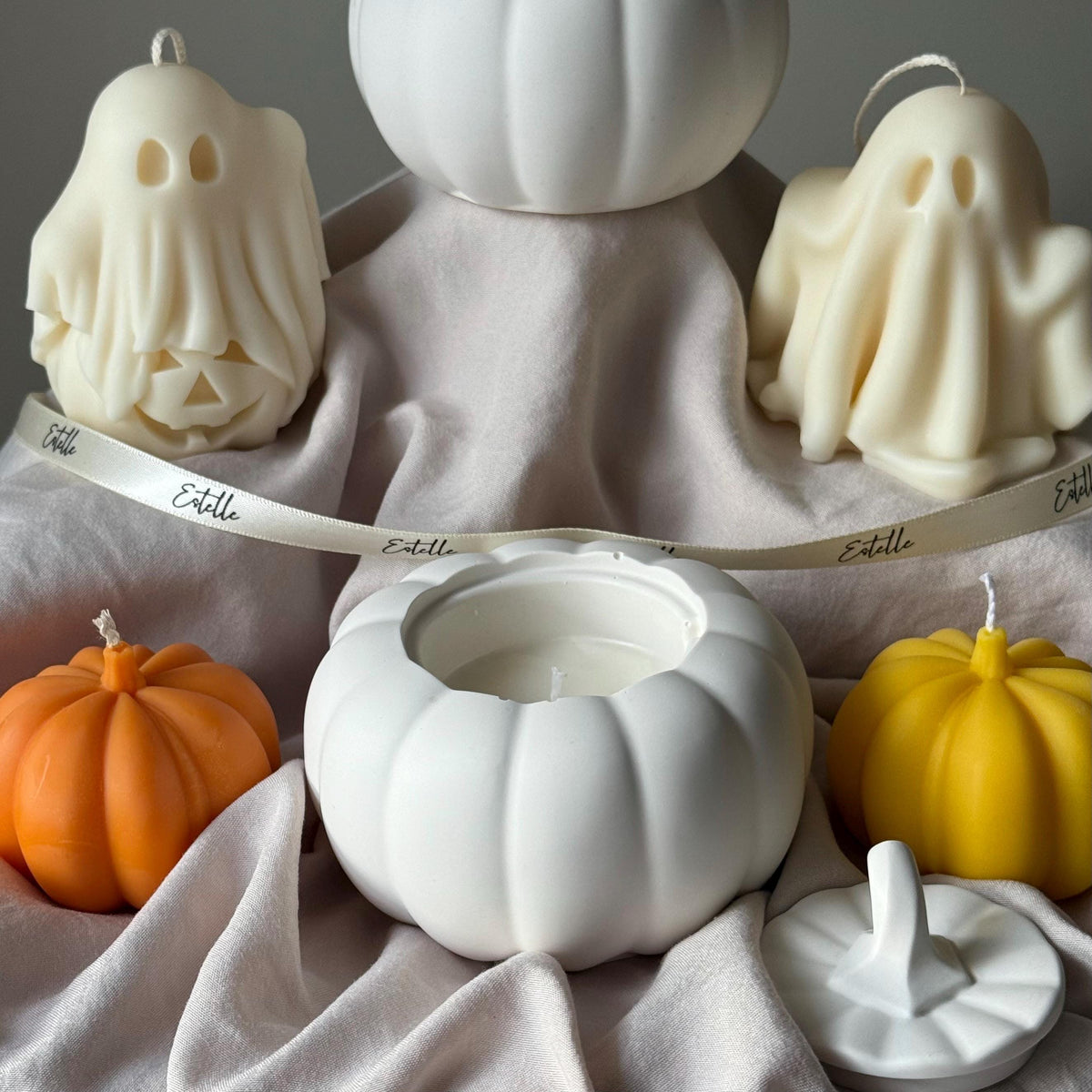 Pumpkin Jar Soy Wax Candle: Handmade Jesmonite Autumn Decor-2