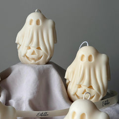 Handmade Halloween Ghost Candle: Soy Wax Pumpkin Decor-2