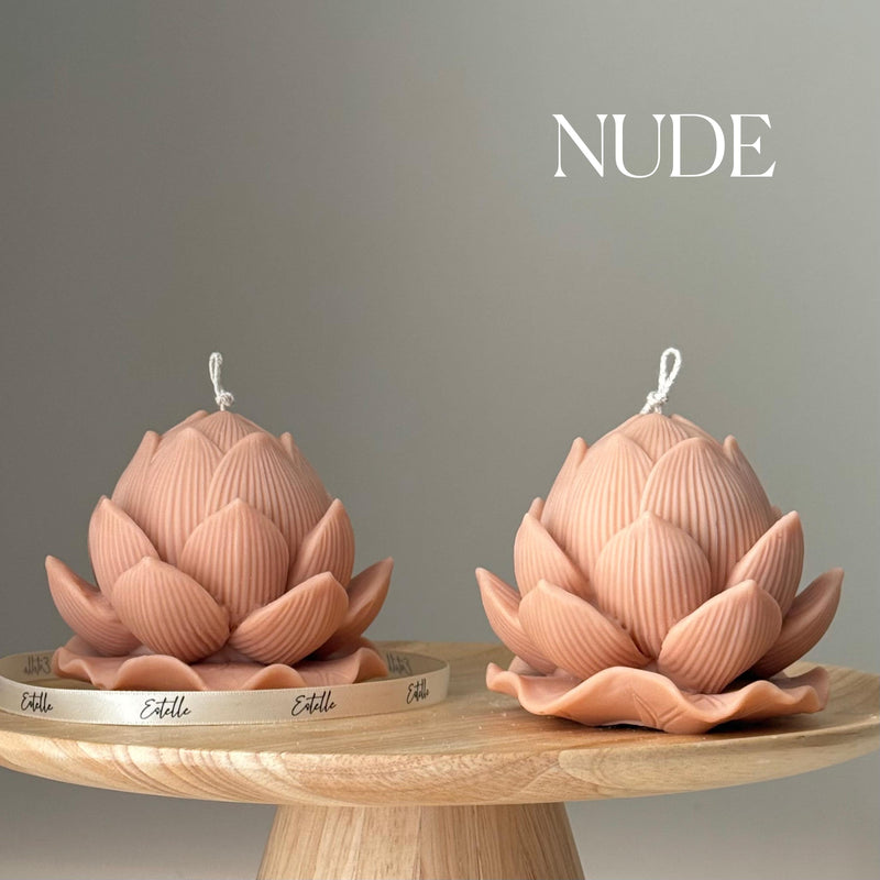 Handmade Soy Lotus Candle: Sculptural Home Decor Gift-2