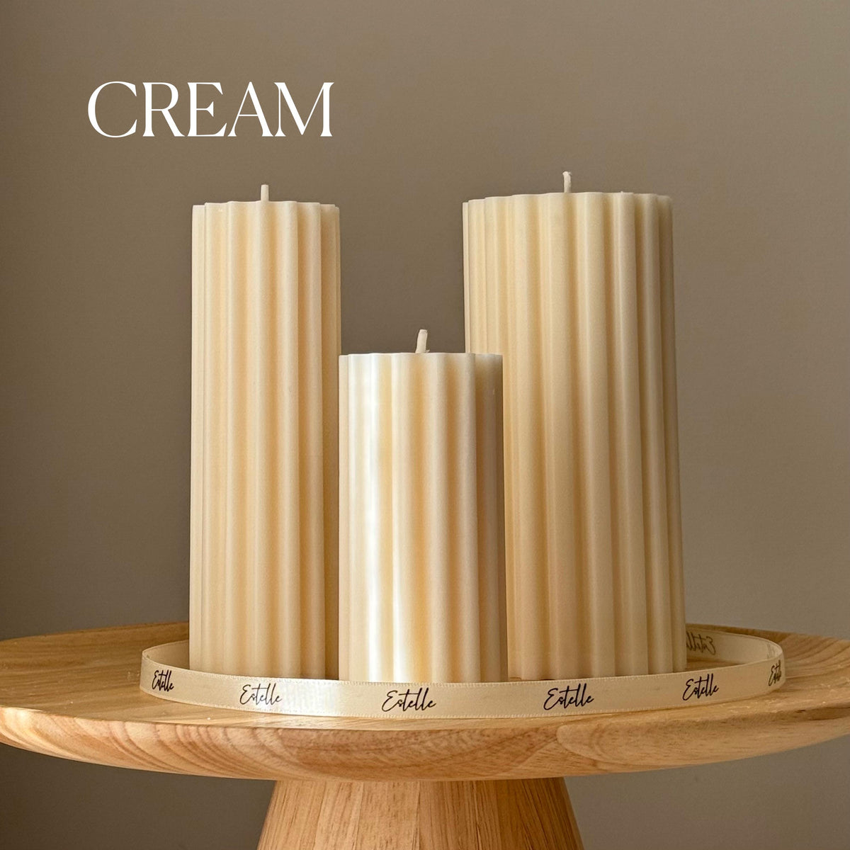 Hand Poured Soy Ribbed Pillar Candle Trio: Sculptural Art-3