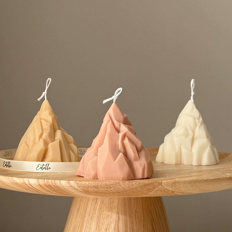 Hand Poured Soy Mountain Candle: Sculptural Home Decor-1