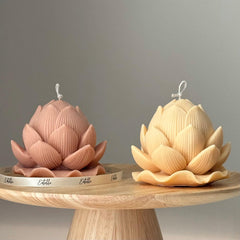 Handmade Soy Lotus Candle: Sculptural Home Decor Gift-1