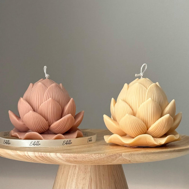 Handmade Soy Lotus Candle: Sculptural Home Decor Gift-1