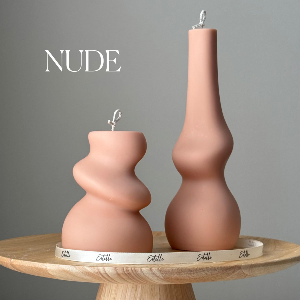Handmade Irregular Soy Pillar Candle Duo: Sculptural Home Decor-2