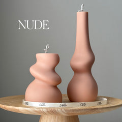 Handmade Irregular Soy Pillar Candle Duo: Sculptural Home Decor-2