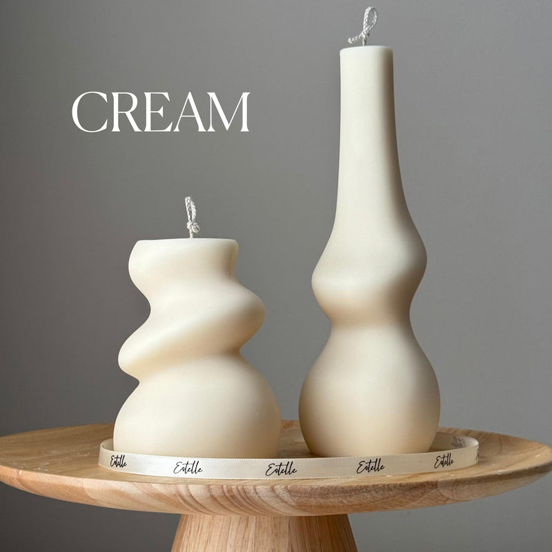 Handmade Irregular Soy Pillar Candle Duo: Sculptural Home Decor-3
