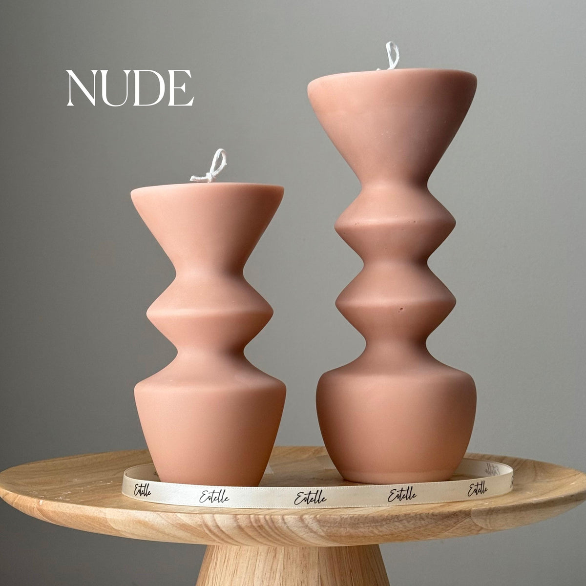 Hand Poured Soy Wax Candle Duo: Geometric Vase Pillar Candles-2