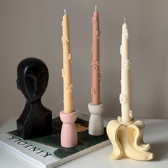 Banana Jesmonite Candlestick Holder: Handmade Taper Candle Decor-1