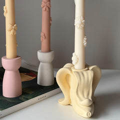 Banana Jesmonite Candlestick Holder: Handmade Taper Candle Decor-4