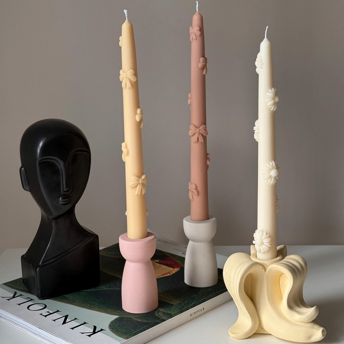 Banana Jesmonite Candlestick Holder: Handmade Taper Candle Decor-5
