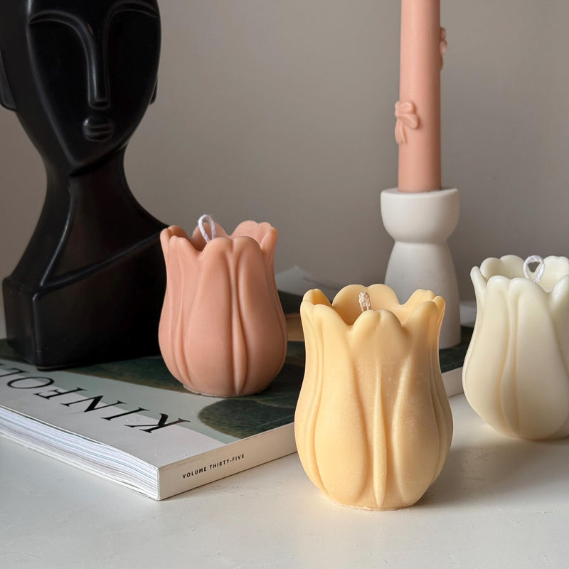 Hand Poured Tulip Soy Wax Candle | Sculptural Home Decor-5