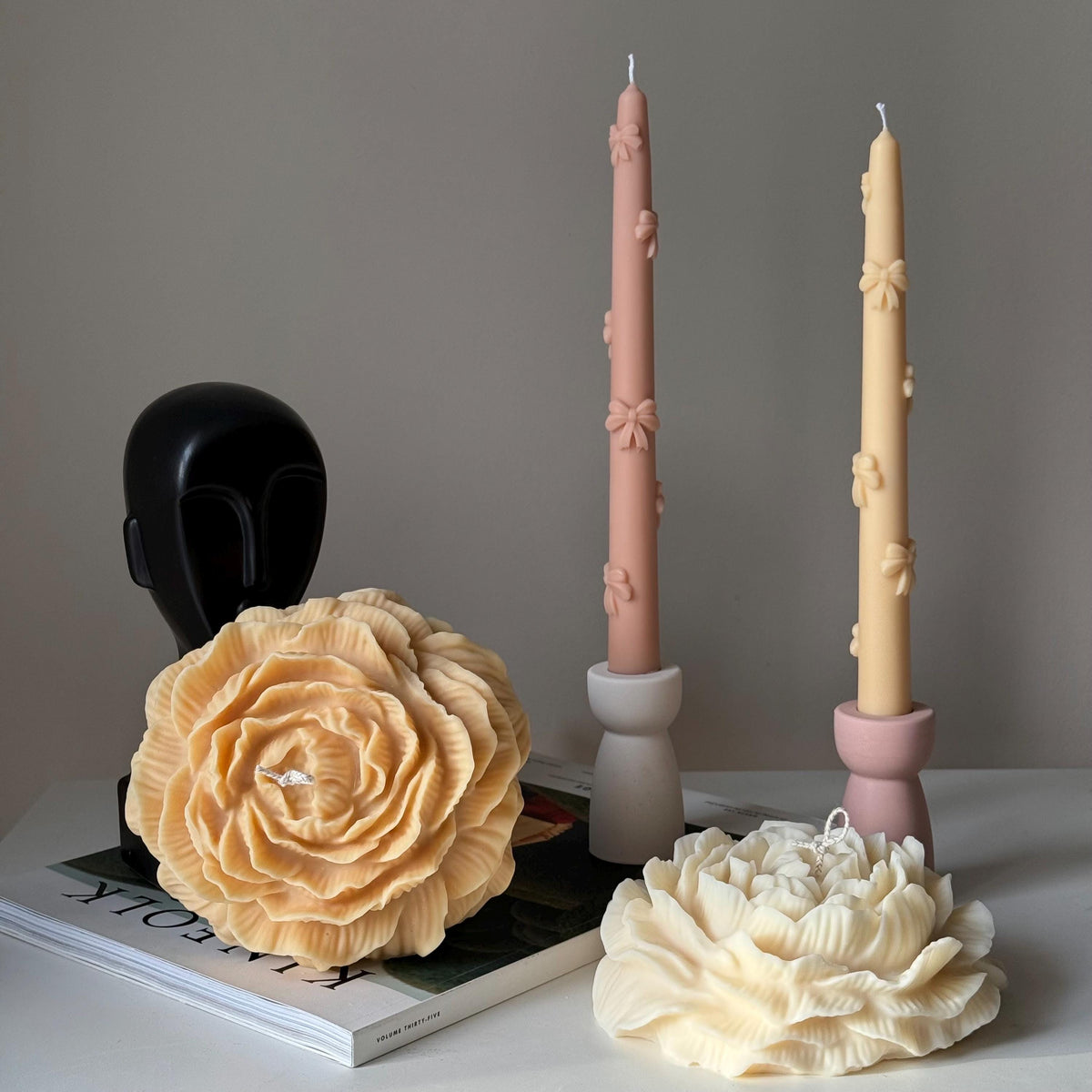 Large Peony Soy Wax Candle: Sculptural Flower Candle-3