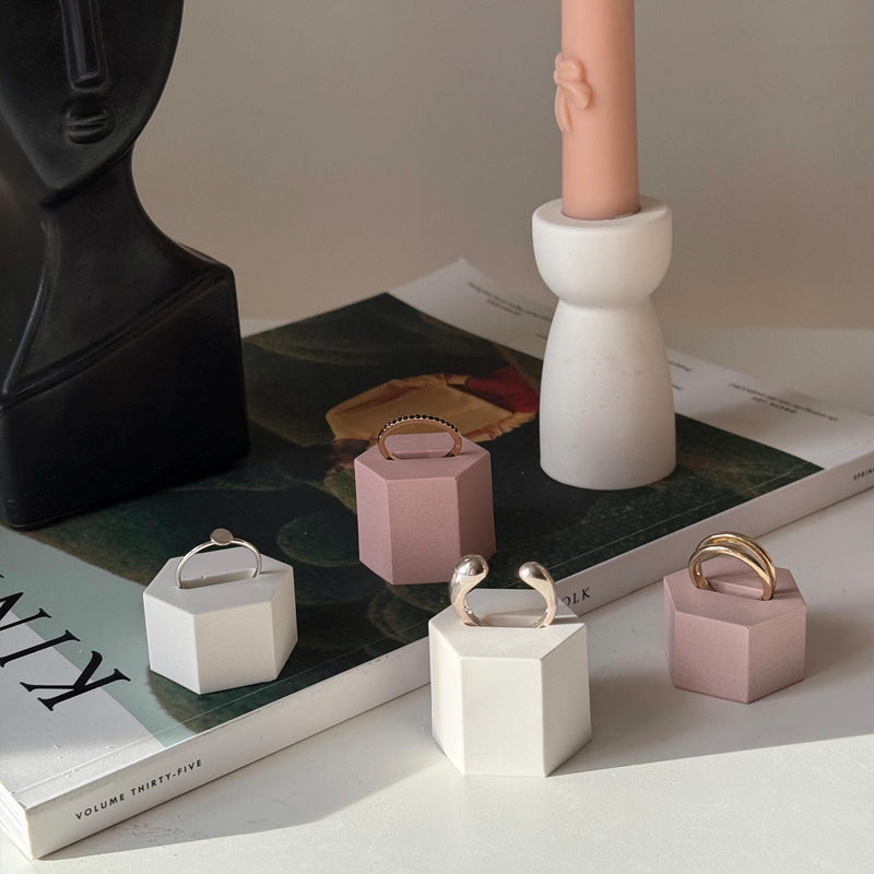 Minimalist Jesmonite Ring Holder: Scandi Home Decor-1
