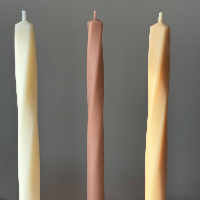 Greko Column Soy Wax Candle: Thin Swirl Taper, Decorative Candle-4