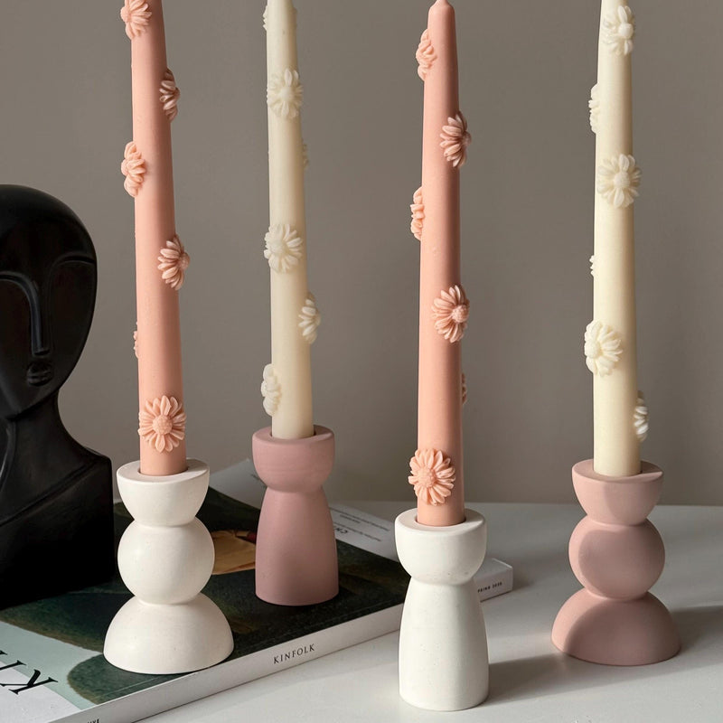 Handmade Flower Soy Wax Taper Candle: Decorative Dinner Candle-3