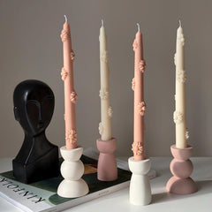 Handmade Flower Soy Wax Taper Candle: Decorative Dinner Candle-5