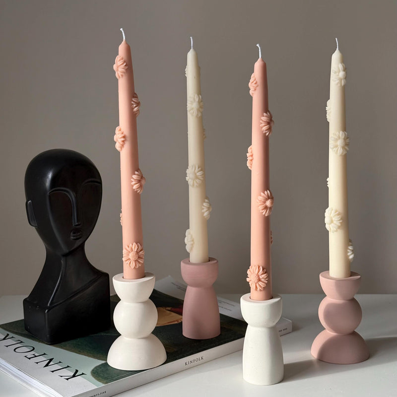 Handmade Flower Soy Wax Taper Candle: Decorative Dinner Candle-5