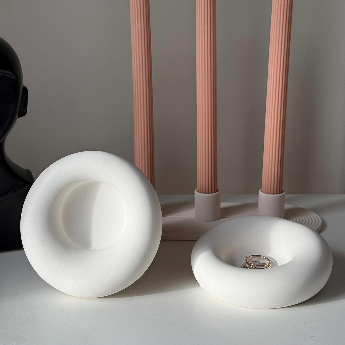 Handmade Jesmonite Round Trinket Tray: Scandi Home Decor-3
