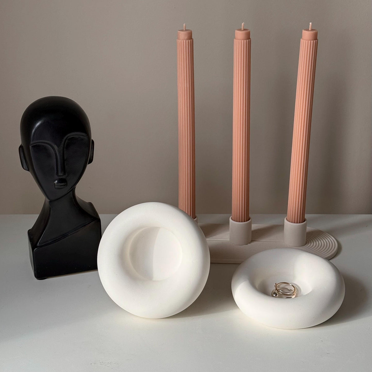 Handmade Jesmonite Round Trinket Tray: Scandi Home Decor-4