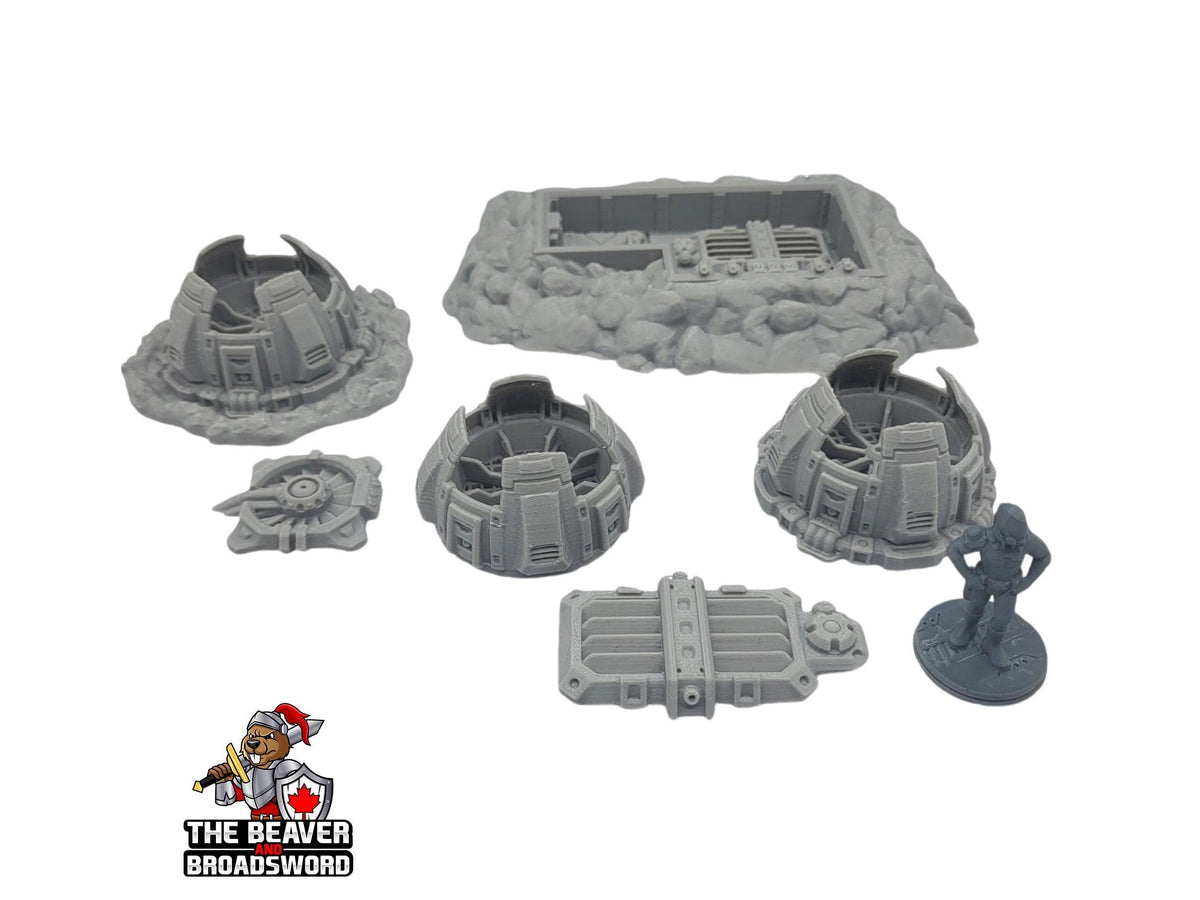 Scifi Vents and Access Hatch - EC3D , Infinity, Legion, Sci-fi, Cyberpunk, Starfinder, tabletop terrain, Sci-fi Scenery, Wargaming, Space-1