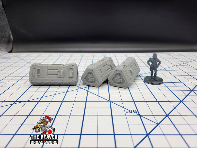 Scifi Medium Cargo Containers - EC3D , Infinity, Legion, Cyberpunk, Starfinder, tabletop terrain, Sci-fi Scenery, Wargaming, Space Hangar-1