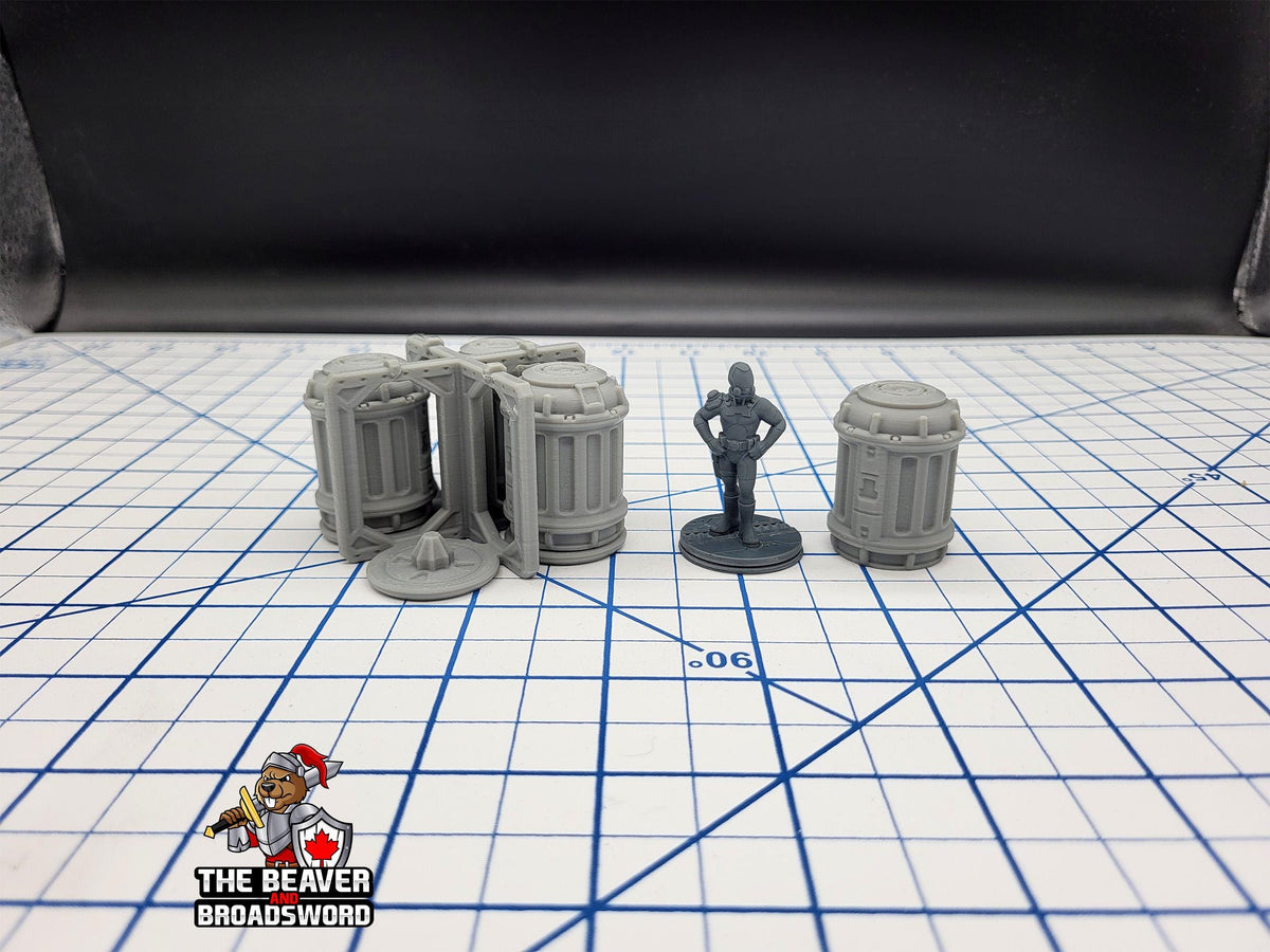Scifi Cargo Cannisters and Frame - EC3D , Infinity, Legion, Cyberpunk, Starfinder, tabletop terrain, Sci-fi Scenery, Wargaming, Space Hangar-1