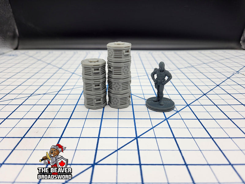 Scifi Stackable Cargo Containers - EC3D , Infinity, Legion, Cyberpunk, Starfinder, tabletop terrain, Sci-fi Scenery, Wargaming, Space Hangar-3