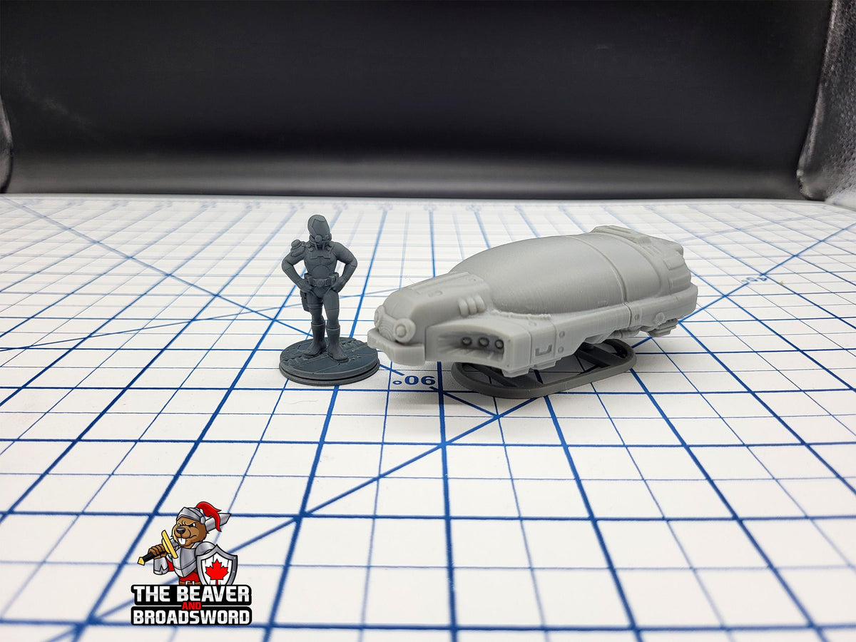 Scifi Hover Taxi - EC3D , Infinity, Legion, Cyberpunk, Starfinder, tabletop terrain, Sci-fi Scenery, Wargaming, Vehicle, Car, Futuristic-1