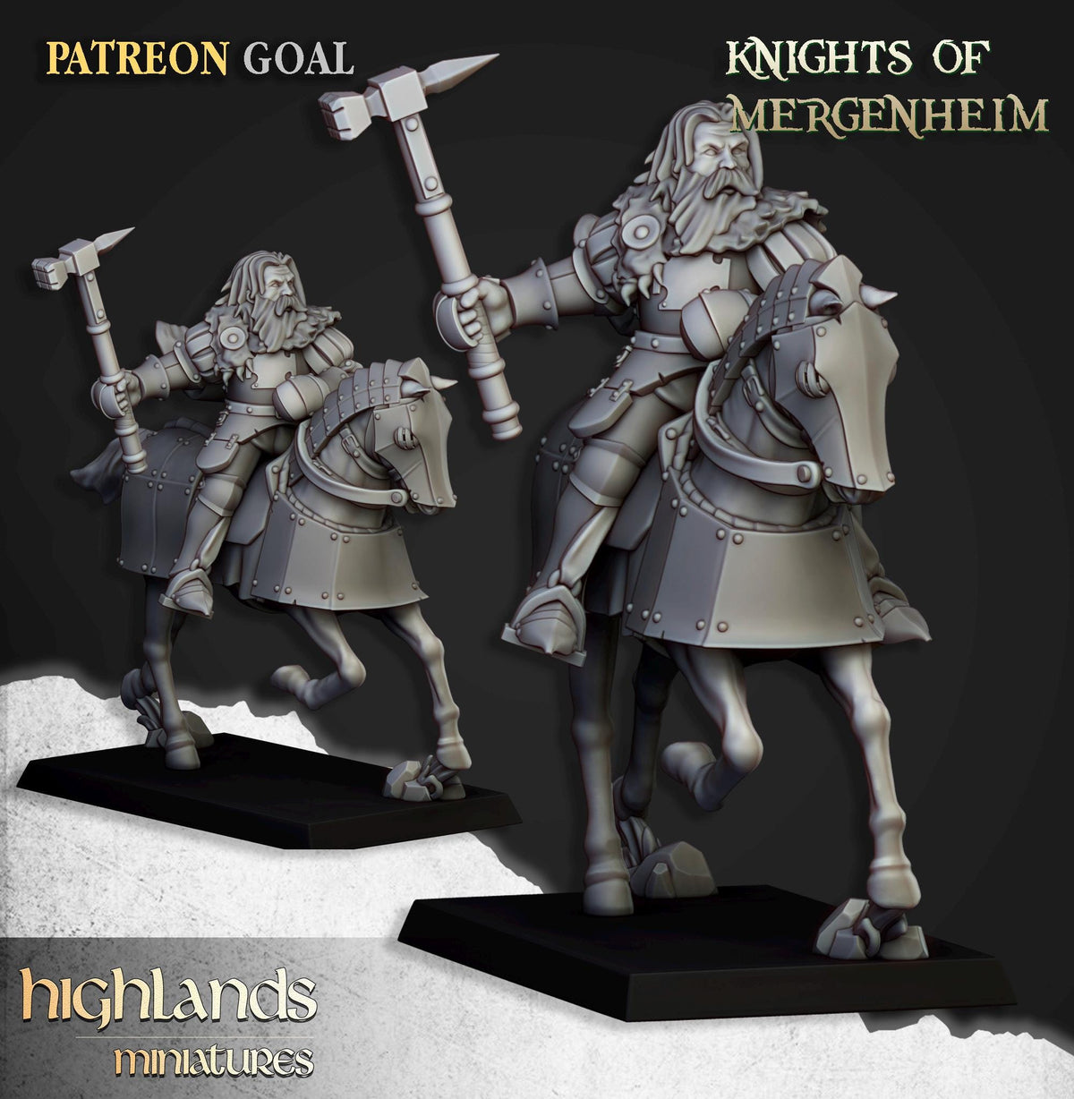 Knights of Mergenheim Miniature Set - 28/32mm Scale Premium Resin Models for Wargaming and RPG, DnD, Human, Sunland, Durable, High Quality-4