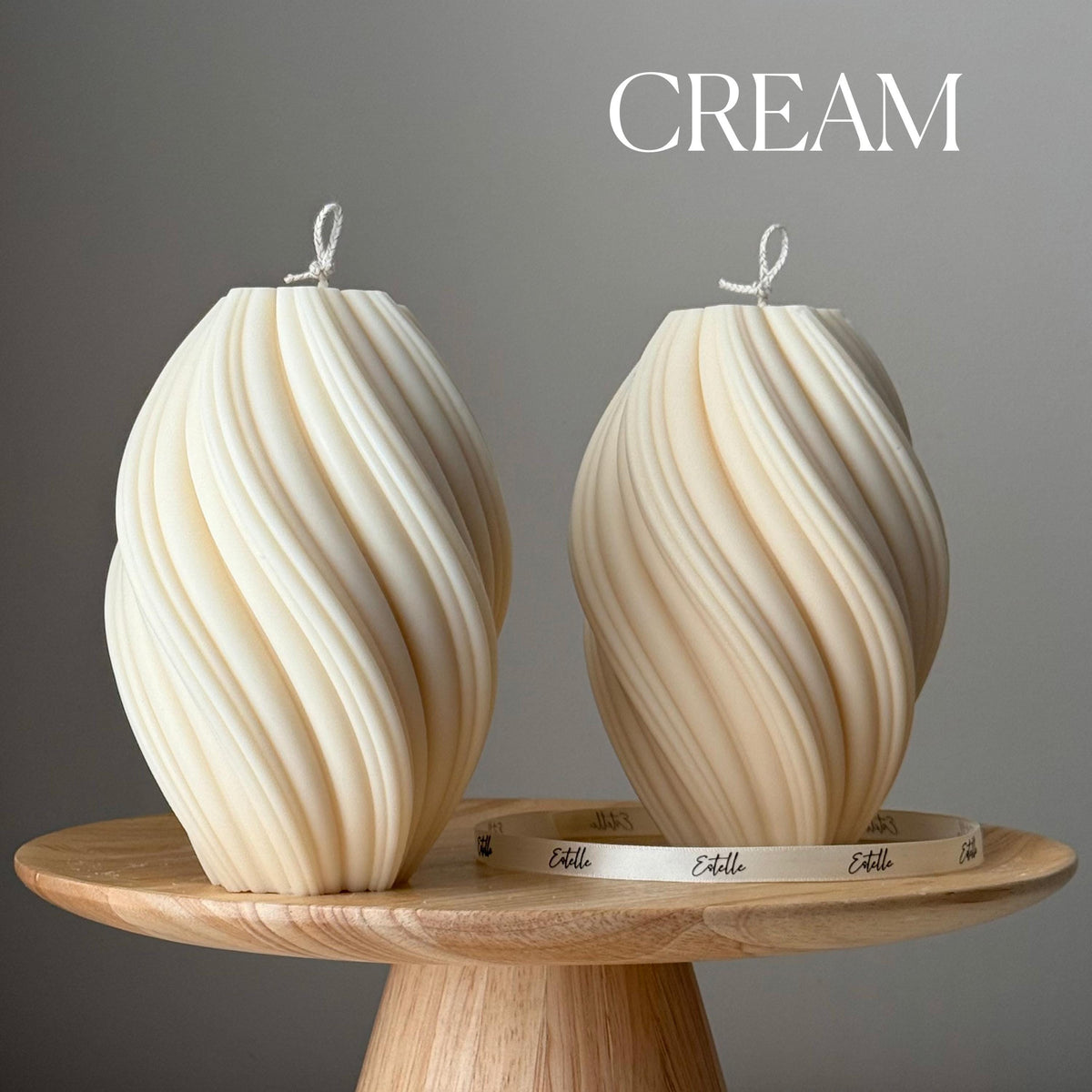 Hand Poured Tall Swirl Soy Wax Candle: Sculptural Art Decor-3