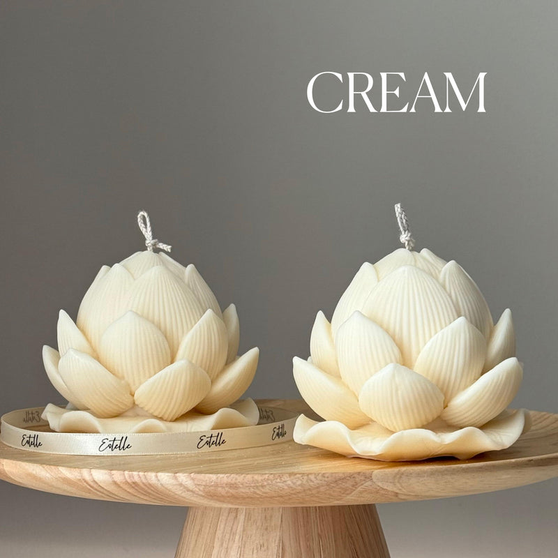 Handmade Soy Lotus Candle: Sculptural Home Decor Gift-3