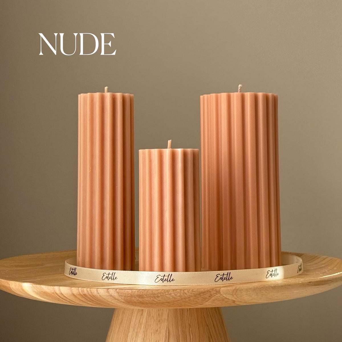Hand Poured Soy Ribbed Pillar Candle Trio: Sculptural Art-2