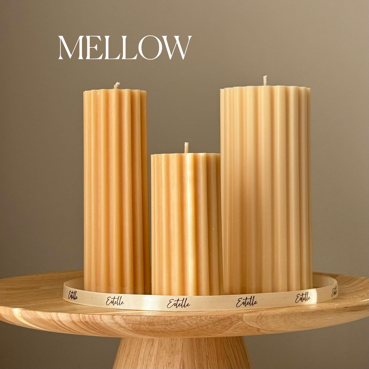 Hand Poured Soy Ribbed Pillar Candle Trio: Sculptural Art-4