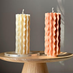 Geometric Soy Pillar Candle: Sculptural Home Decor-1