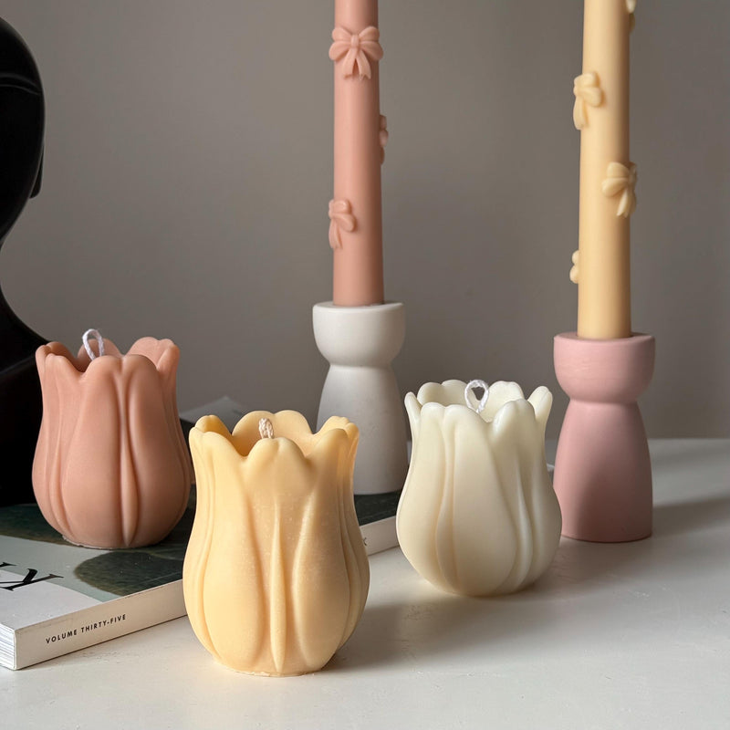 Hand Poured Tulip Soy Wax Candle | Sculptural Home Decor-1