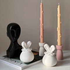 Bunny Soy Wax Candle in Jesmonite Vessel: Handmade Scented Candle-1