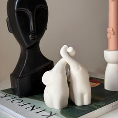 Handmade Jesmonite Elephant Couple | Stone Animal Decor-2