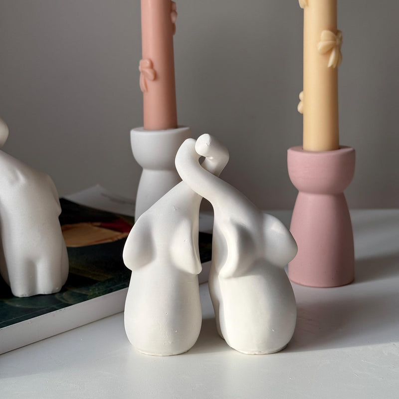 Handmade Jesmonite Elephant Couple | Stone Animal Decor-3