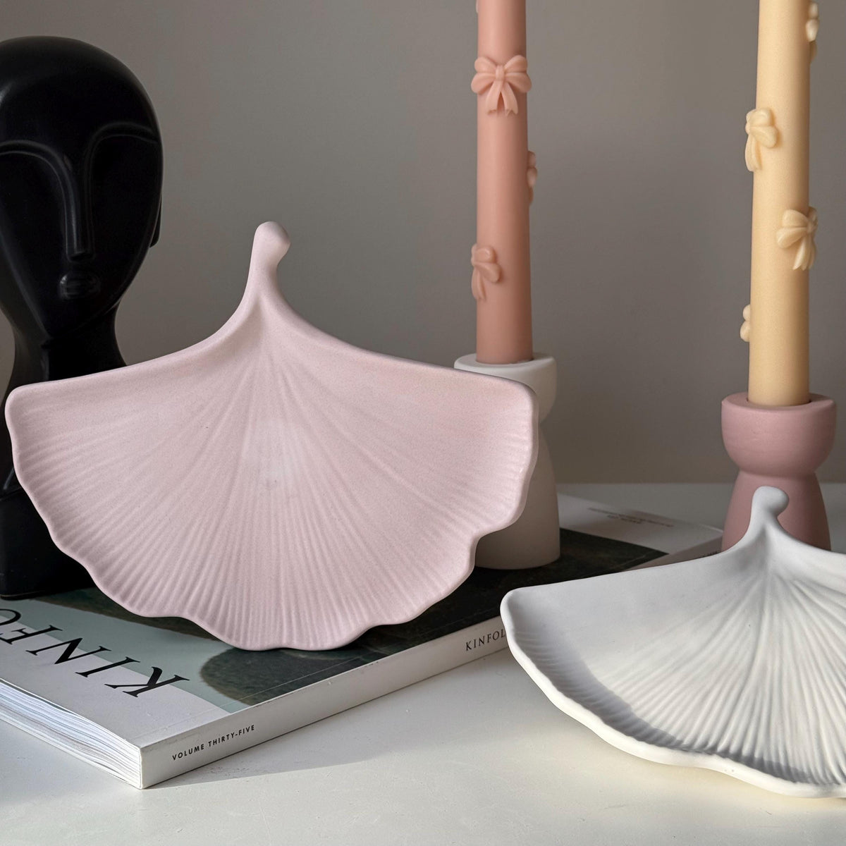 Jesmonite Leaf Tray: Scandi Jewelry Storage Dish, Desk Decor-2