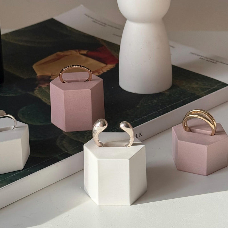 Minimalist Jesmonite Ring Holder: Scandi Home Decor-3