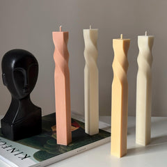 Greko Column Swirl Candle: Ribbed Soy Wax Pillar Candle-1