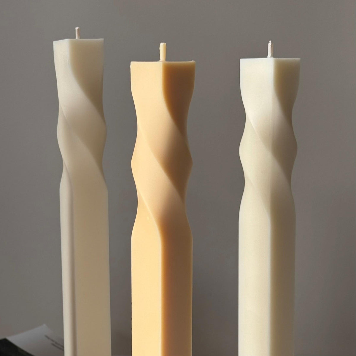 Greko Column Swirl Candle: Ribbed Soy Wax Pillar Candle-4