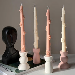 Handmade Flower Soy Wax Taper Candle: Decorative Dinner Candle-1