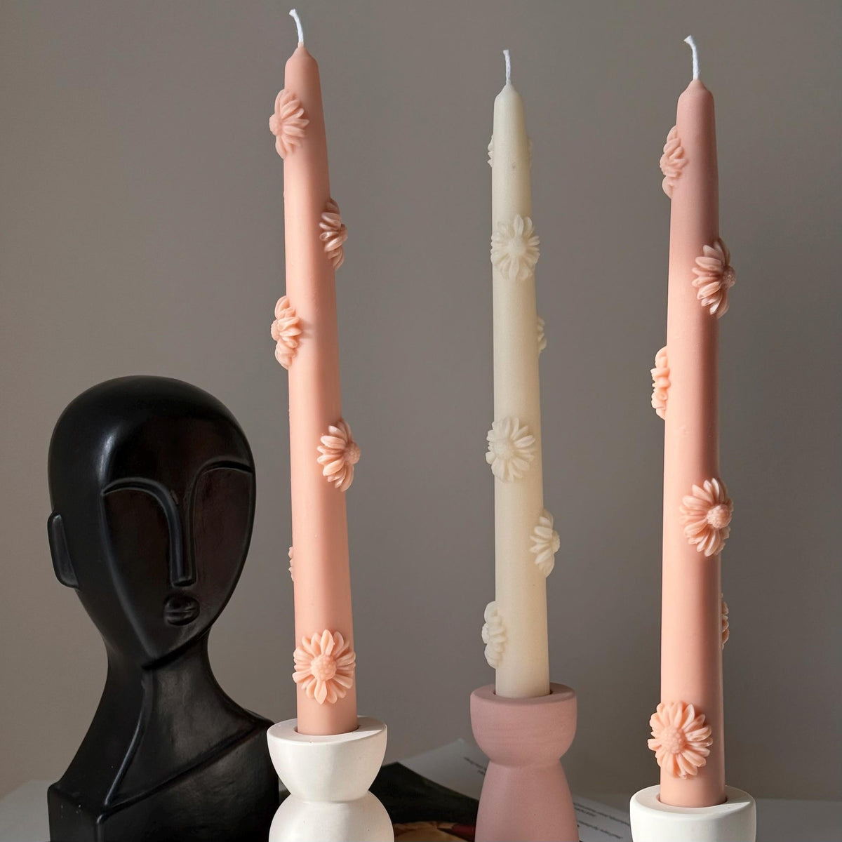 Handmade Flower Soy Wax Taper Candle: Decorative Dinner Candle-2