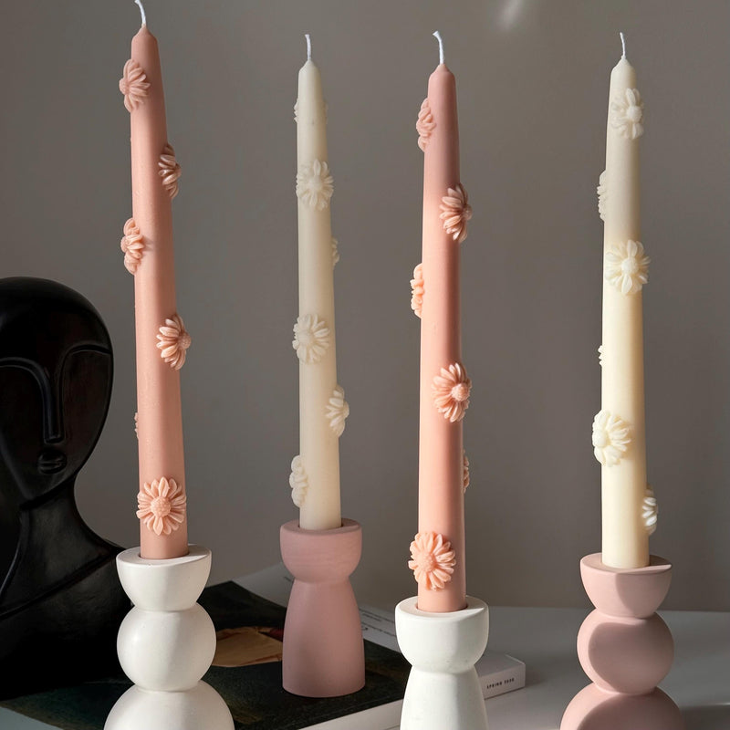 Handmade Flower Soy Wax Taper Candle: Decorative Dinner Candle-4