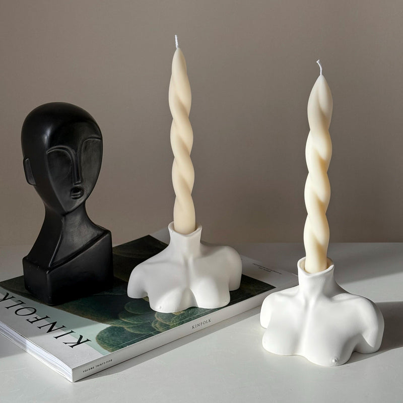 Bust Candlestick Holder: Jesmonite Minimalist Home Decor-1