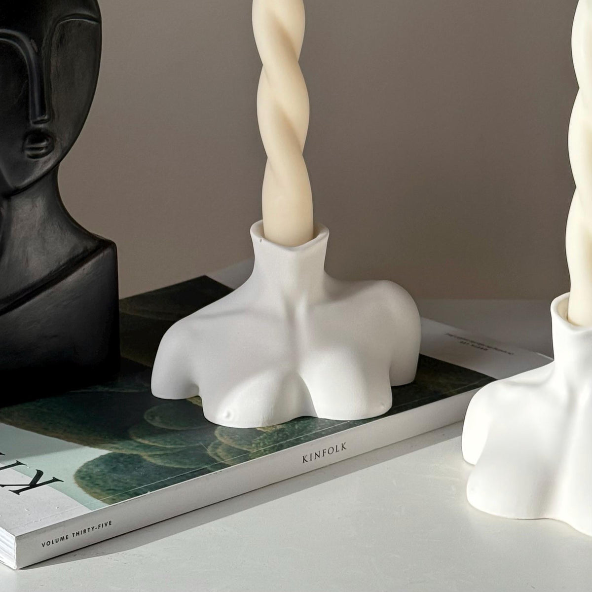 Bust Candlestick Holder: Jesmonite Minimalist Home Decor-2