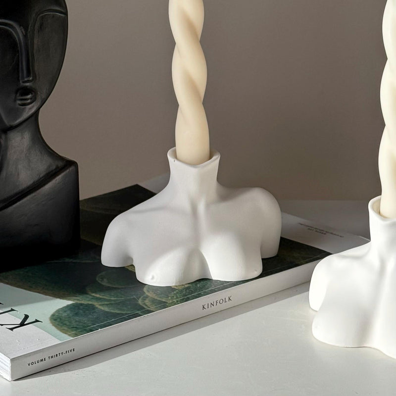 Bust Candlestick Holder: Jesmonite Minimalist Home Decor-2