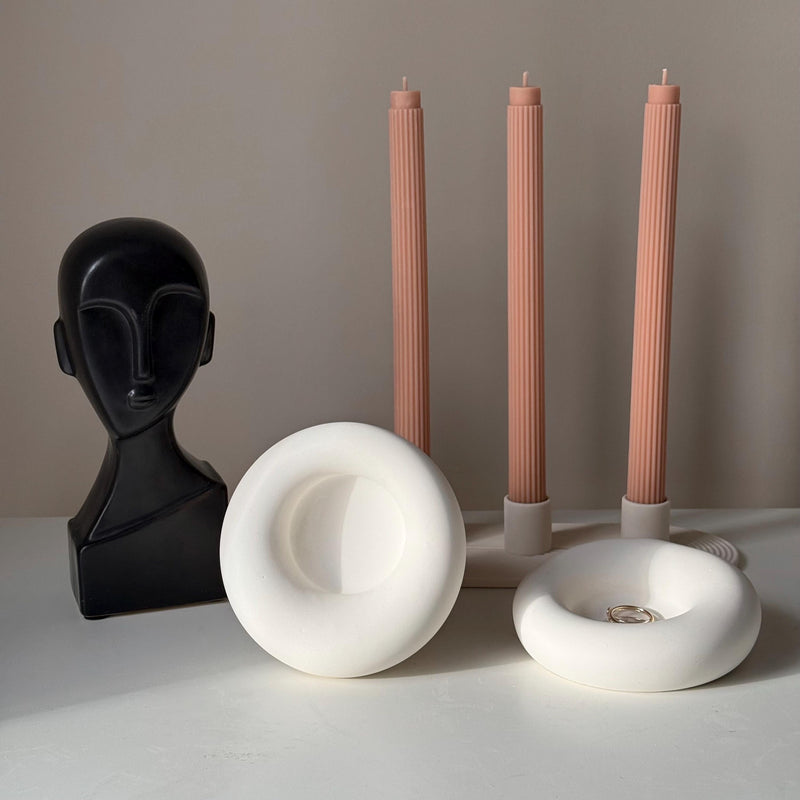 Handmade Jesmonite Round Trinket Tray: Scandi Home Decor-1